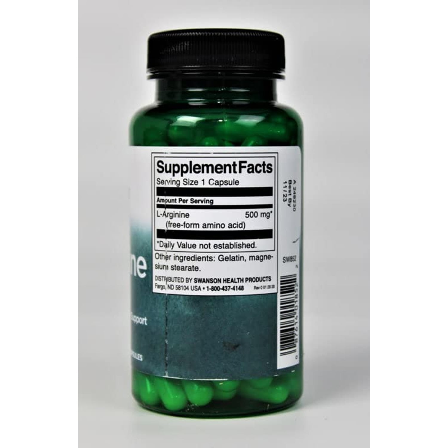 Swanson Amino Acid L-Arginine 500 Milligrams 100 Capsules (4 Pack)