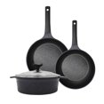 thumbnail image 1 of Batería De Cocina Black Pepper Con Recubrimiento Antiadherente De Cerámica Y Diseño Marmoleado Color Negro 4 piezas- Queen Sense, 1 of 7
