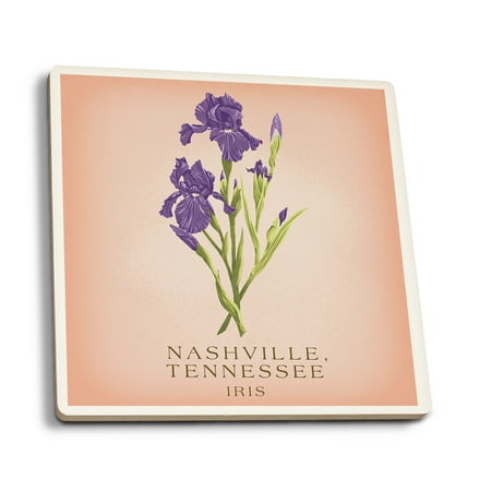 

Nashville Tennessee Vintage Flora State Series Iris (Absorbent Ceramic Coasters Set of 4 Matching Images Cork Back Kitchen Table Decor)
