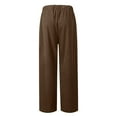 thumbnail image 5 of QIJIE Pants for Women Elastic High Waist Pull On Straight Leg Slacks Casual Fall Trousers with Pockets Brown 3XL, 5 of 6