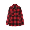 thumbnail image 1 of Gureui Women's Plaid Print Button Down Jacket, Casual Vintage Long Sleeve Loose Coat Lapel Fall Winter Warm Outwear with Side Pockets, 1 of 9