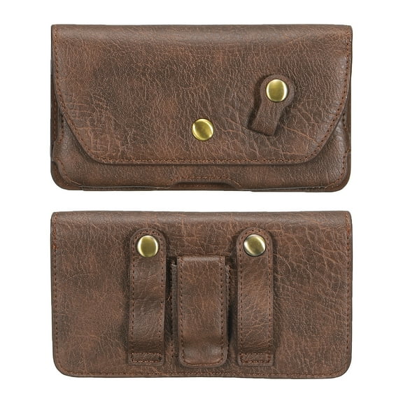 Phone Belt Holder Case for 5.5-6.5" Cell Phones, Horizontal Leather Phone Belt Pouch, Brown