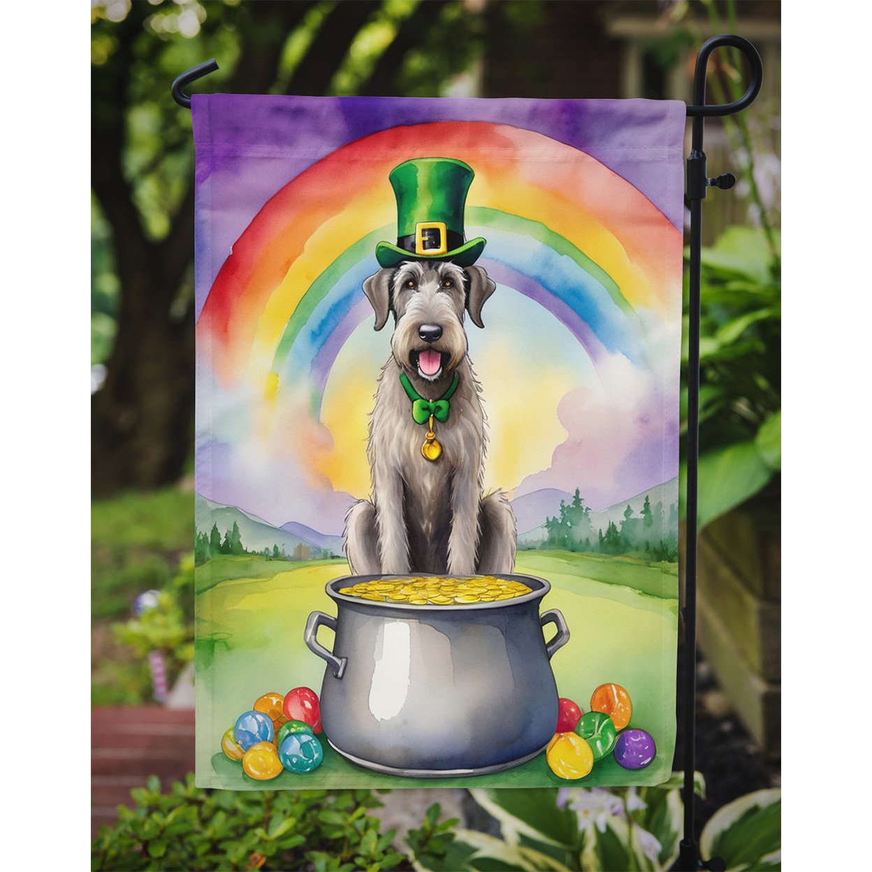 Irish Wolfhound St Patrick's Day Garden Flag 11.25 in x 15.5 in
