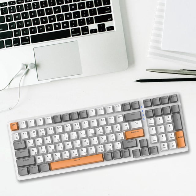 Teclado mecánico para juegos 100 teclas, ergonómico, RGB, retroiluminado, con cable USB Estilo A perfke Teclado mecánico