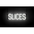 thumbnail image 1 of SpellBrite SLICES LED Sign for Business. 20.9" x 6.3" White SLICES Sign Has Neon Sign Look With Energy Efficient LED Light Source. Visible from 500+ Feet, 8 Animation Settings., 1 of 4