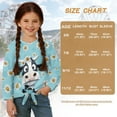 thumbnail image 7 of Xixirimido Cow Daisy Flower Blue Pattern Girls Casual Tunic Tops Tie-hem Long Sleeve Loose Soft Blouse T-Shirt Cute Graphic Girls Shirts, Size 5-6, 7 of 7