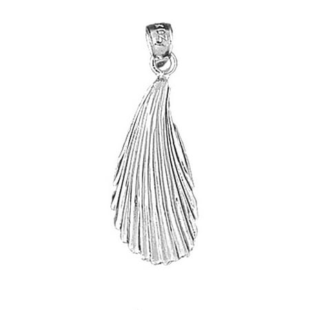 14K White Gold Shell Pendant - 33 mm