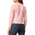 thumbnail image 4 of MODA NOVA Junior's Faux Suede Long Sleeve Draped Front Moto Jacket, 4 of 7