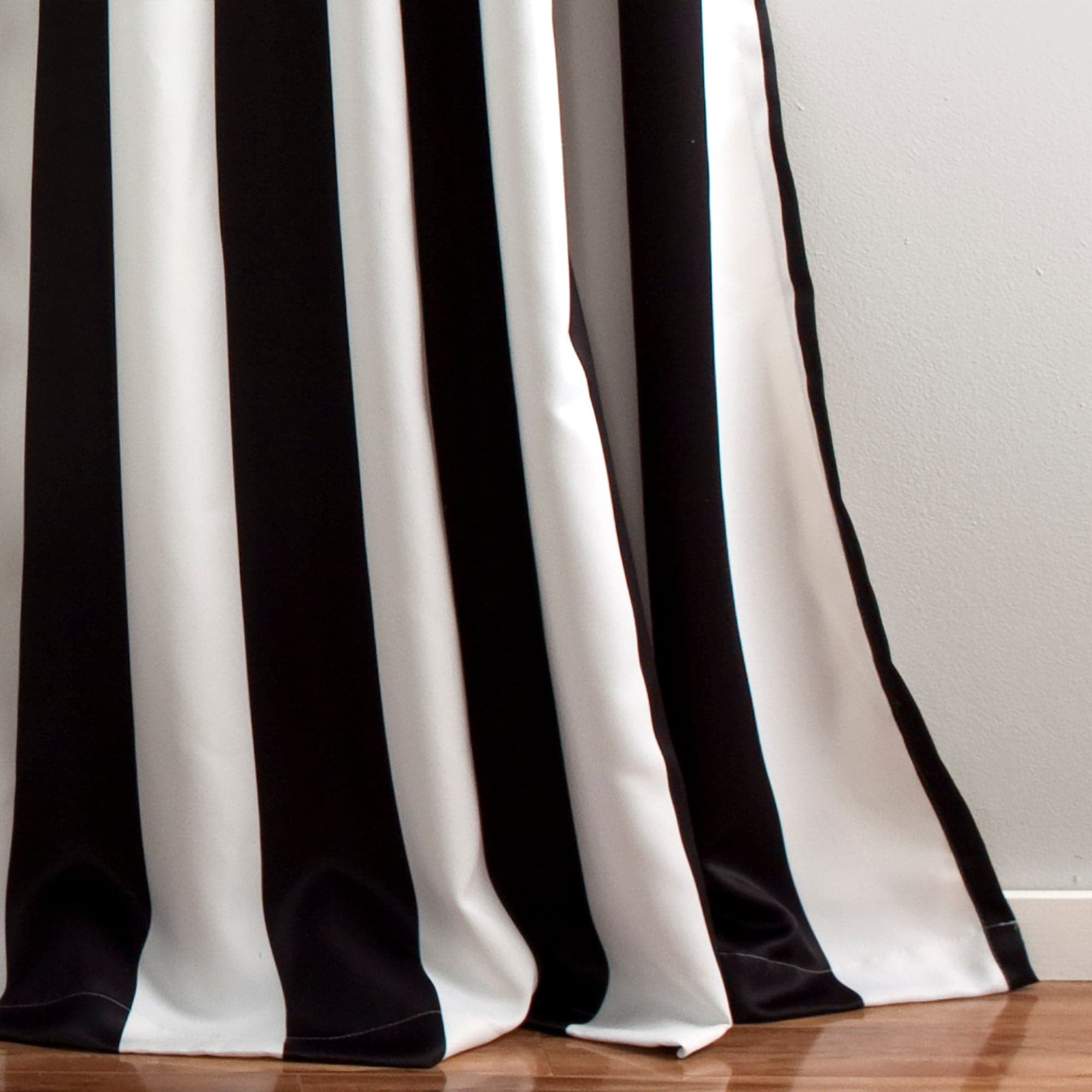 Lush Decor Wilbur Stripe Room Darkening 108" x 52" Stripe Black 100% Polyester 3" Back Tab Rod Pocket Pair Window Panel