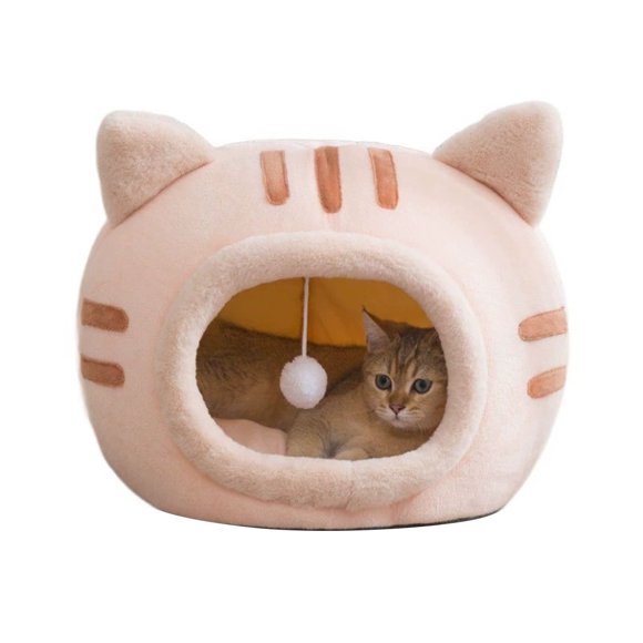 Hearth & Gear Winter Warm Cat Semi Enclosed Bed For Indoor Cats And Small Dogs Cozy Kitty With Cushion Nature Camera Motion Activated for Pet Pet Food Ready to Use My Texas Lady Pet Natural Sparrow