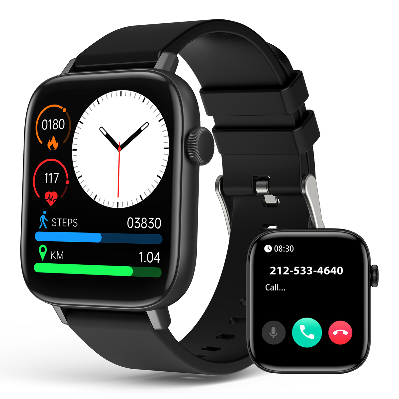 SOUYIE Smart Watch for Android iphone,1.9'' Women Men Fitness Tracker With Bluetooth Call/Answer, IP67 Waterproof Smartwatches with Alexa Built-in ,Pedometer,Weather,Music,Camera,Black