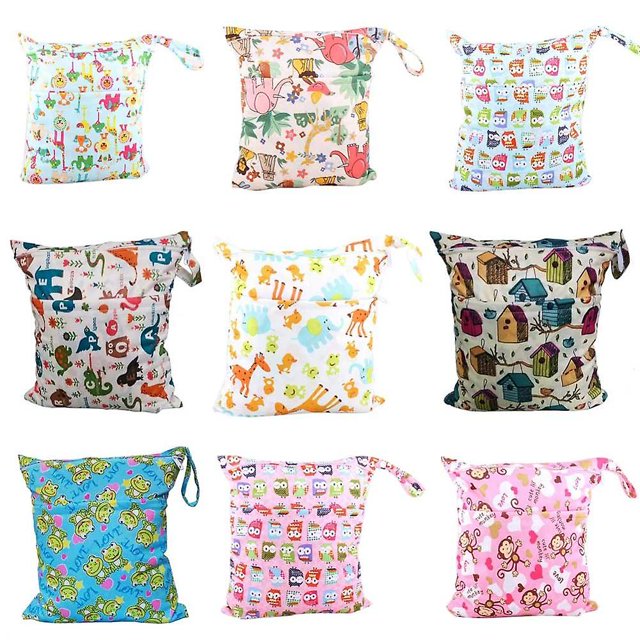 Bonito pañal portátil para bebé, reutilizable, lavable, húmedo, seco, con cremallera, impermeable, bolsa de almacenamiento de pañales, colores aleatorios, triangulación de envíos