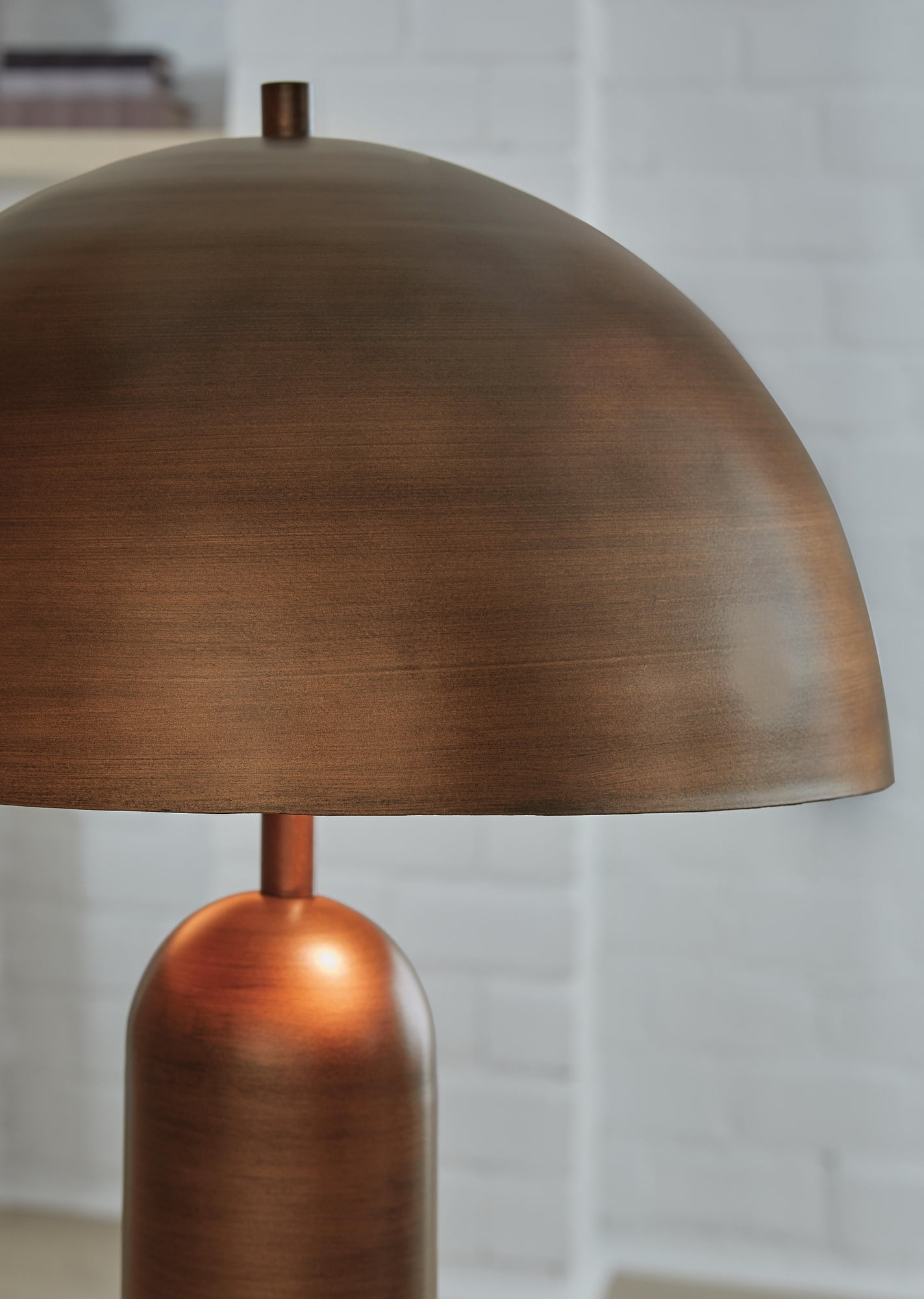 Signature Design by Ashley Wendfield Metal Table Lamp, Antique Copper Dome, Modern Accent Lighting