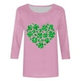 thumbnail image 4 of T-Shirt Ample à Manches Trois-Quarts et Col Rond Imprimé pour la Saint-Patrick pour Femmes, 4 of 6