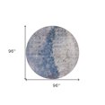 thumbnail image 3 of 8' Navy Blue And Gray Round Abstract Washable Indoor Outdoor Area Rug, 3 of 5