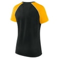thumbnail image 3 of Women's Fanatics Black/Gold Pittsburgh Steelers Glittered Primary Raglan T-Shirt, 3 of 3