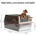 thumbnail image 4 of 2 Pack Stainless Steel Litter Box with Lid, Medium Enclosed Metal Cat Litter Box Pan High Sided, Easy Clean Anti-Leakage Litterbox Tray for Cats, Kittens or Multicat, Bunny, Scoop Included, 4 of 13