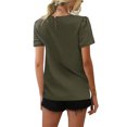 thumbnail image 3 of Femme en Vrac Plissée T-shirt Randonnée Casual Style Manches: Ce Col Rond Conception Simple Tops Coton Mélange Vêtements d'Été Anniversaire Petite Amie Cadeaux Vert S, 3 of 7