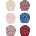 thumbnail image 2 of Dalrosia 6PCS Turban Hats with Bow Newborn Nursery Hospital Caps Bonnets Beanies Headwraps for Baby Girls Infants Toddlers, 2 of 6