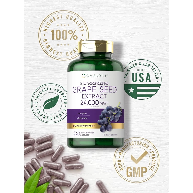 Carlyle Grapeseed Extract, 24000 mg, 240 Capsules, Flavonoids