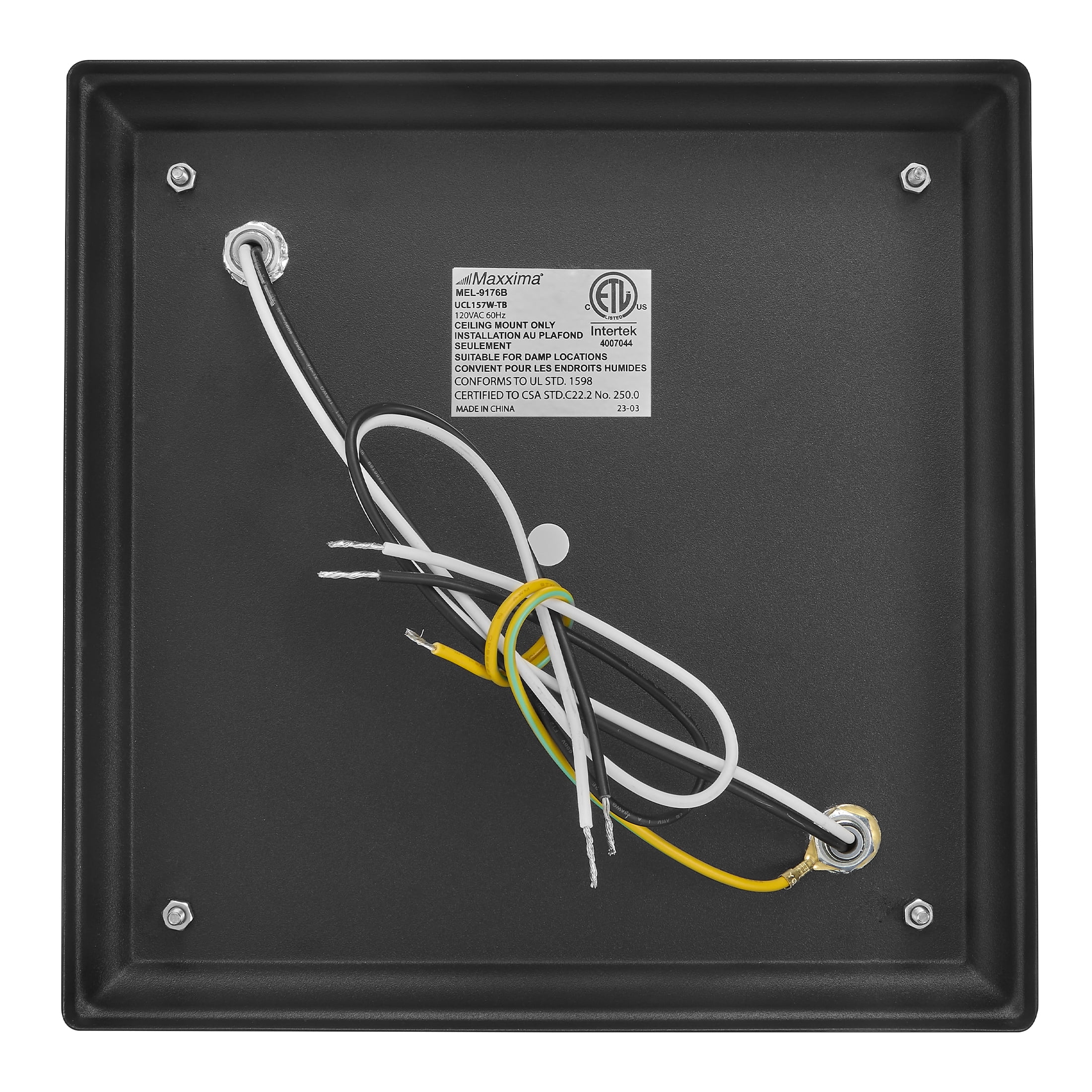 Maxxima Outdoor Flush Mount Ceiling Light: Black, Water Glass, 2-Light, Square, Farmhouse Porch/Patio, Close to Ceiling, Bulbs Not Included.