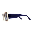 thumbnail image 3 of Womens Mod Rectangle Inset Fancy Pattern Frame Sunglasses White Navy, 3 of 4