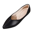 thumbnail image 2 of Viluyesy Ballet Flats for Womens, Slip On Faux Leather Pointed Toe Shallow Casual Office Dressy Shoes Black US7, 2 of 9