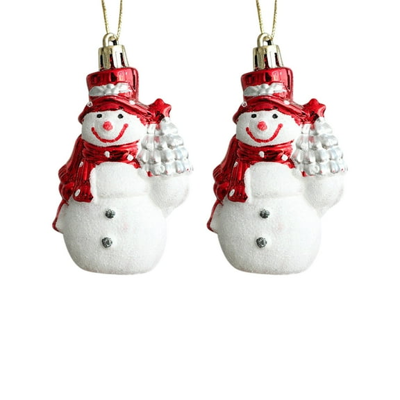 yulier 2 Pcs Christmas Ornaments, Red Plastic Christmas Stocking/Snowman/Santa Claus/Candy/Mittens Hanging Pendants, Christmas Tree Decorations Xmas Holiday Party Decor