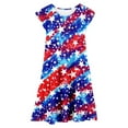 thumbnail image 4 of Dress Kids 4Th Of July Print Flutter Sleeve Tiered Patriotic A Line With Pockets Party Girl Dresses Blue 10 Years-11 Years, 4 of 5