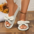 thumbnail image 4 of Norvail Womens Cute Corduroy Bow Detail Open Toe Slide Slippers Cozy Soft Anti Skid Sole Indoor Outdoor Comfortable Spa Birthday Gift Shoes, 4 of 7