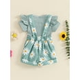 thumbnail image 4 of Musuos Baby Girls Shorts Set, 0-18M Short Sleeve Romper with Flower Print Adjustale Suspender Shorts Newborn Girls Cute Summer Outfit, 4 of 10