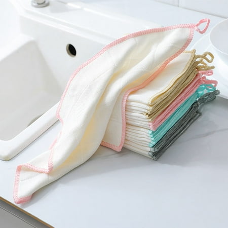 PAMINGONO 5Pcs Absorbent Dish Towels Made from Wooden Fiber Assorted Color for Kitchen and Home Use