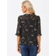thumbnail image 4 of BluElegante Casual De GaCon Estampado Floral De Man3/4 Con Volantes PaMujer Negro XXL, 4 of 5