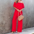 thumbnail image 3 of Mono Largo Mameluco Mono de verano a la moda para mujer con volantes y hombros descubiertos para el trabajo (rojo XL) Ygjytge para Mujer Rojo T 3EG, 3 of 8