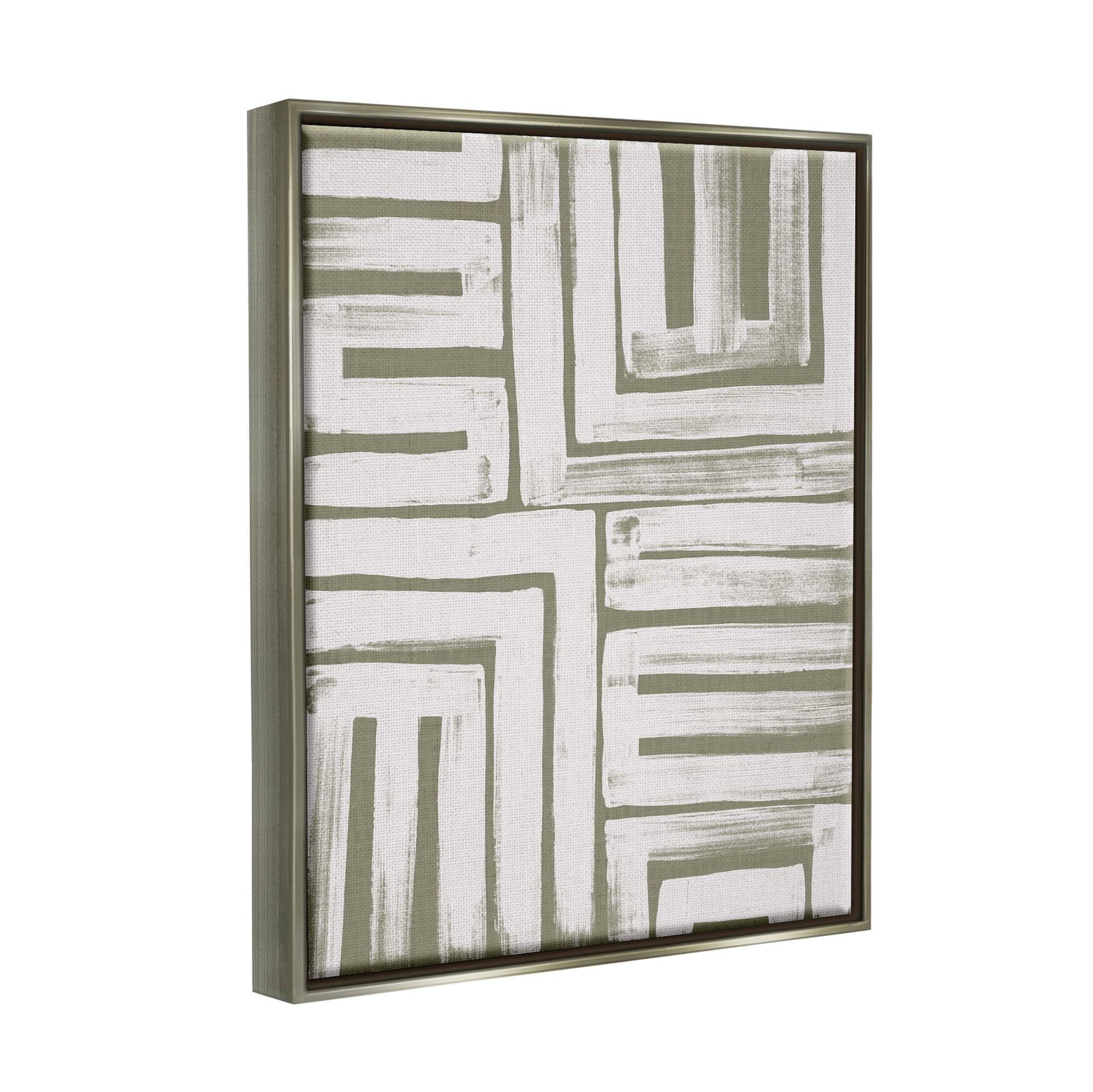 Stupell Industries Patterned Geometric Abstract Shapes Graphic Art Luster Gray Floating Framed Canvas Print Wall Art, Design by June Erica Vess