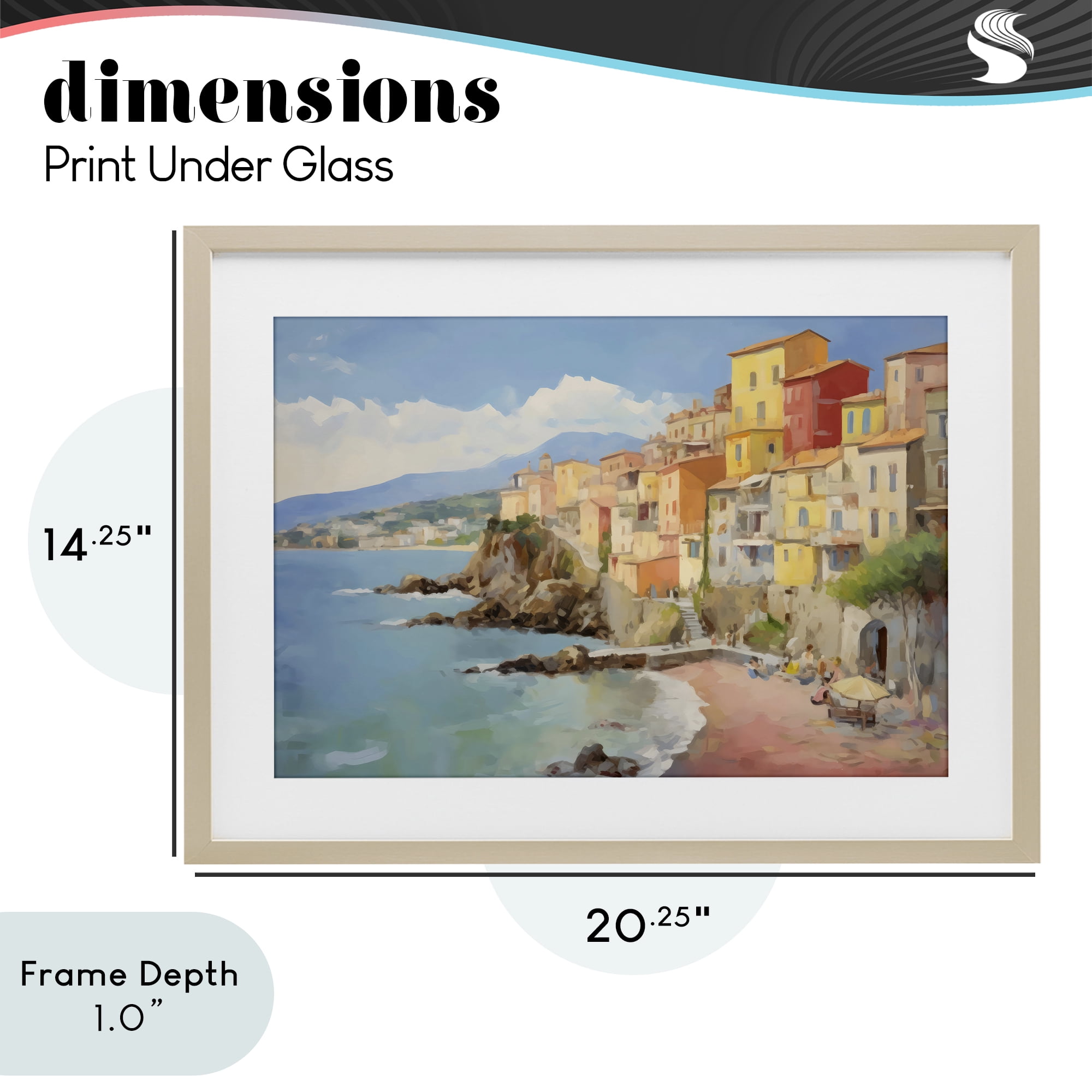 Stupell Industries Colorful Coastal Town by Sea Birch Framed Print Under Glass, design by Creative Studio