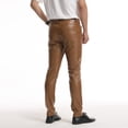 thumbnail image 2 of Men's Black PU Leather Pants Slim Fit&nbsp; Classic Pocket Stretchy Business Casual Trousers Daily Wear, 2 of 6
