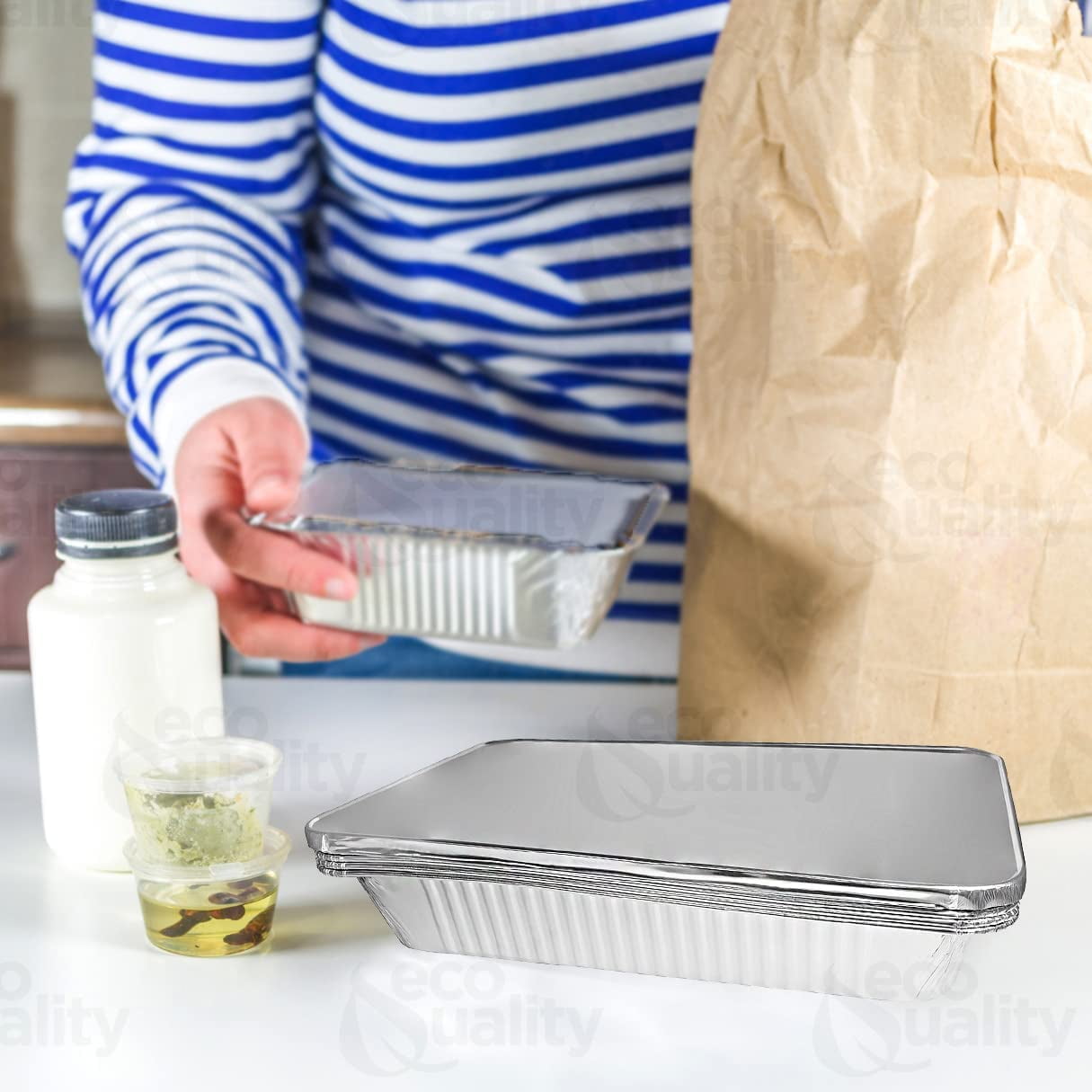 Aluminum Pans 9x13 Disposable Foil Pans Half Size Aluminum Trays with Lids Heavy Duty Steam Table Deep - Tin Foil Pans, Bakeware, Lasagna Pans, Roasting, Food Storing, Catering, Cake, Oven Pan (10)