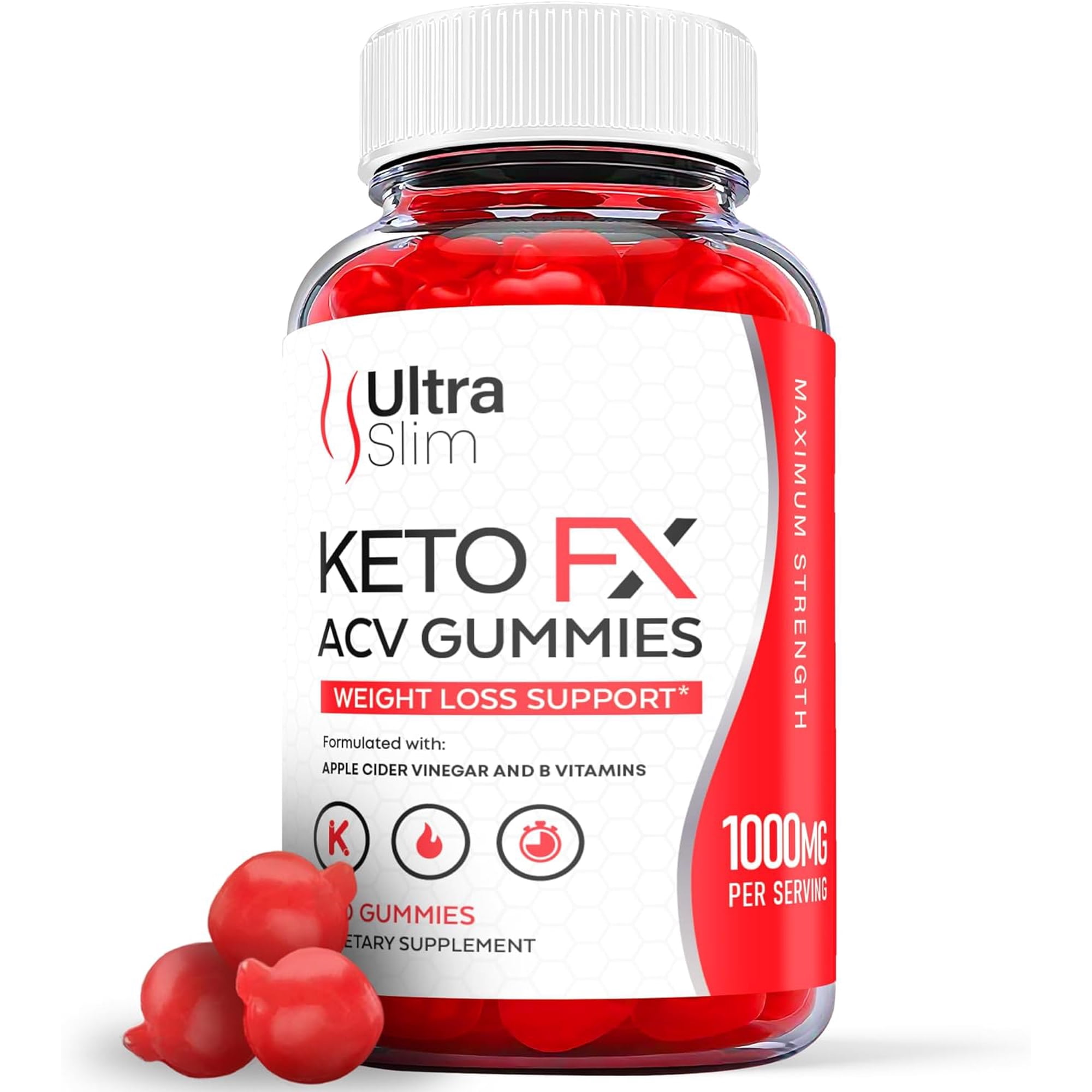 (1 Pack) Ultra Slim Keto FX Keto ACV Gummies - Apple Cider Vinegar Supplement for Weight Loss - Energy & Focus Boosting Dietary Supplements for Weight Management & Metabolism - Fat Burn - 60 Gummies