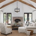 thumbnail image 4 of 4-Light Candle Chandelier Vintage Hanging Lamp for Living Room for Bedroom Hallway Kitchen Dining Room Foyer Matte Black E12 Socket, 4 of 8