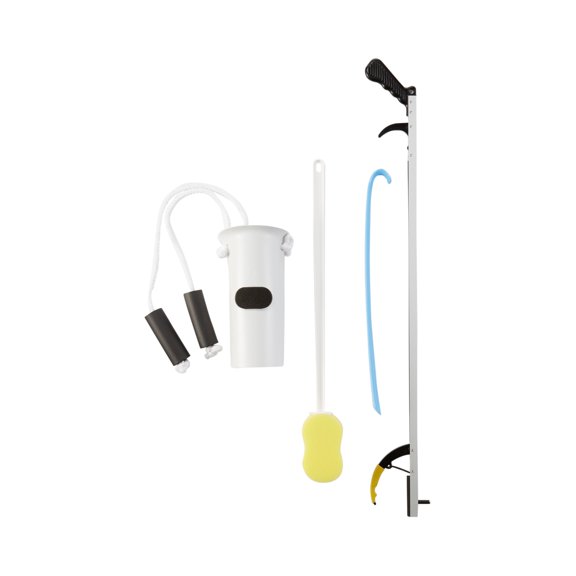FabLife Hip Replacement Recovery Aid Kit with Reaching Aid, Sponge, Shoehorn, Sock and Stocking Aid, 1 Ct