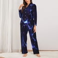 thumbnail image 2 of Logiee Blue thunder bolt light Print Womens Pajamas Set,Long Sleeve Sleepwear,Button Down Lounge Set 2 Pieces,Soft Nightwear Pjs Set-XX-Large, 2 of 7