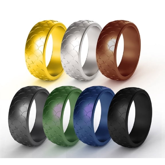 7-Pack Silicone Wedding Rings – Unisex Rubber Bands for Active Lifestyles & Sports TIKA