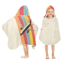 Yayeee Kids Hooded Towels Toddler Soft Absorbent Beach Bathing Wrap 50" x 23.5", Colorful Plane