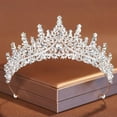 thumbnail image 6 of DESIGNICE Crown Wedding Party Tiara Birthday Crown Eco Electroplated Alloy Sparkling Crystals Princess Crown 5.9x2.75in,Silver,White, 6 of 7