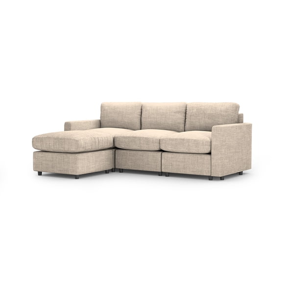 Sofá Seccional Modular Adapti 3 Plazas + Otomano | Beige Ostra