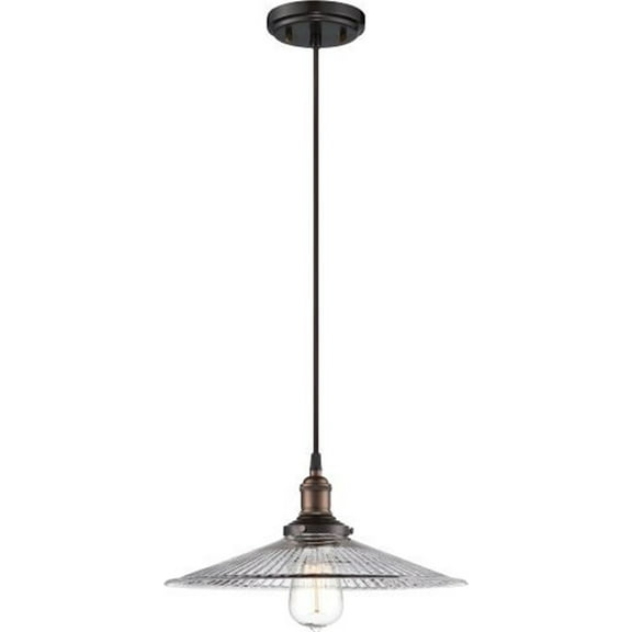 Nuvo 60-5516 - Vintage - 1 Light Pendant w/Clear Ribbed Glass - Vintage Lamp Included