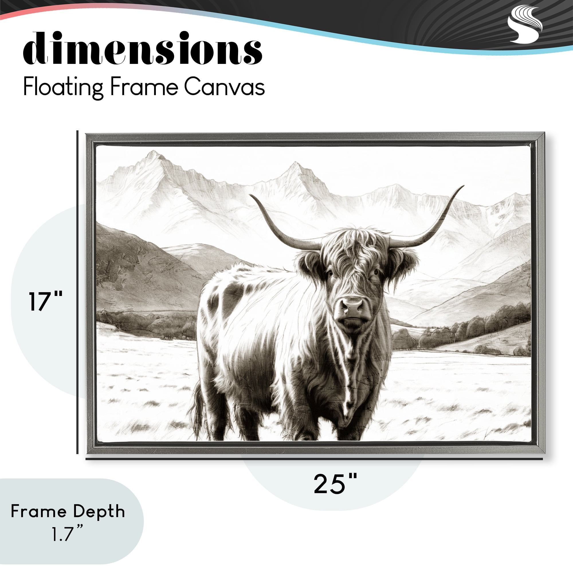 Stupell Industries Highland Sepia Sketch Gray Framed Floater Canvas Wall Art, design by Kim Allen