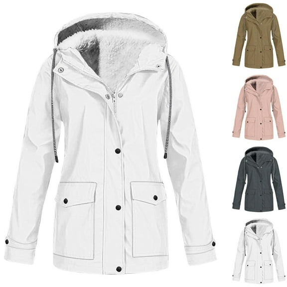 kakina CMSX Women's Winter Parka Coat,Casual Fashion Outdoor Plus Size Hood Drawstring Zipper Solid Color Long Sleeve Warm Cotton Jacket with Pocket