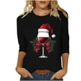 thumbnail image 2 of Elvqul Womens Christmas Tops 3/4 Sleeve T Shirts Fashion Crewneck Red Loose Blouses for Women Pullover, 2 of 6